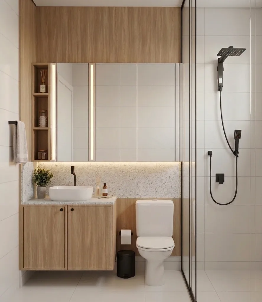 Banho e Serviço: Lavabo com nicho