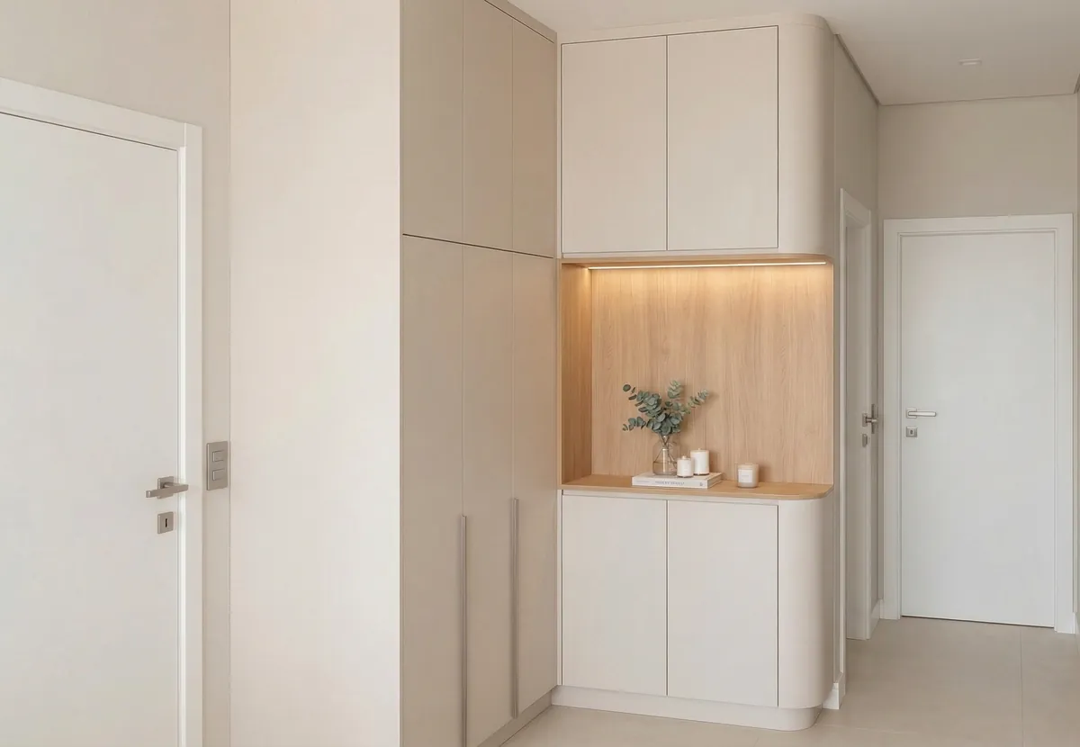 Banho e Serviço: Hall de entrada com nicho iluminado