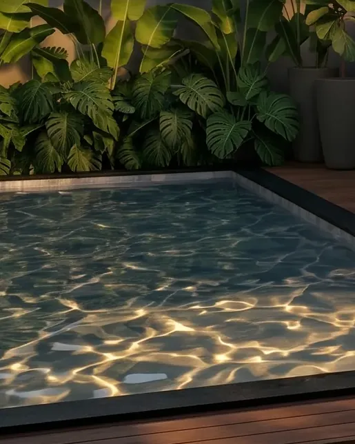 Detalhe de água e jardim