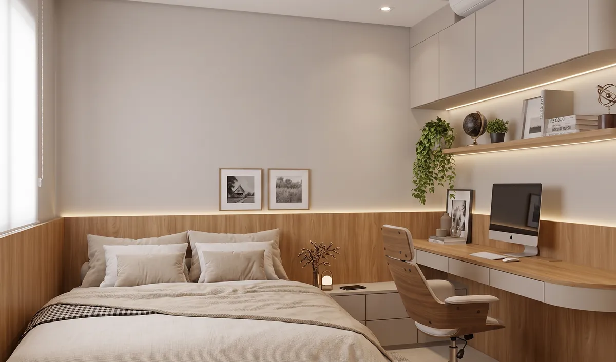 Três Quartos: Quarto infantil, quarto com escritório e quarto jovem
